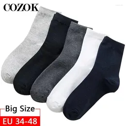 Men's Socks 10pcs 5pairs Men Cotton Classic Black Business Soft Breathable Summer Winter For Male Plus Size EU46 47 48