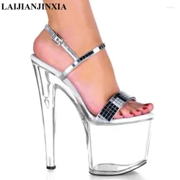 Dress Shoes LAIJIANJINXIA Fashion Women's 20cm Ultra High Heels Sandals 8 Inch Platform Crystal Clear Wedding Pumps