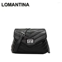 Shoulder Bags LOMANTINA Women V Pattern Bag Chain Messenger Handbag Youth Ladies Real Leather Sheepskin Purses Luxury Designer Tote