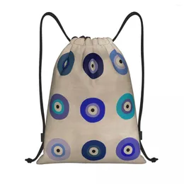 Shopping Bags Blue Shades Of Evil Eye Drawstring Backpack Women Men Sport Gym Sackpack Foldable Bag Sack