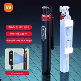 Selfie Monopods Dual LED Selfie Stick Tripod 1.6m Bluetooth Remote for Samsung/Android Smartphone Recording Video Y240418