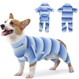 Dog Apparel Recovery Suit For Small Dogs Super Soft Flexible Striped Pajamas Belly Recovered Pet Clothes Jumpsuit