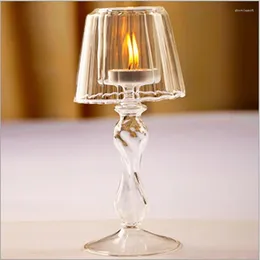 Candle Holders Romantic Wedding Dinner Decor Classic Crystal Transparent Glass Stand Holder Mariage Candlestick Bar Party Home