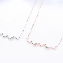 Chains Japanese And Korean Jewelry Wave Women's Silver Color Heartbeat ECG Necklace Simple Geometric Clavicle Chain