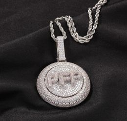 AZ Custom Name Letters Gold Necklaces Mens Fashion Hip Hop Jewelry Iced Out Rotating Letter Pendant Necklace3036222