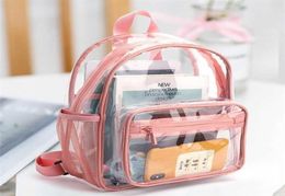 Women039s Backpack Transparent Waterproof PVC Bag Female Fashion College Students Large Solid Clear Backpacks 2112159213256