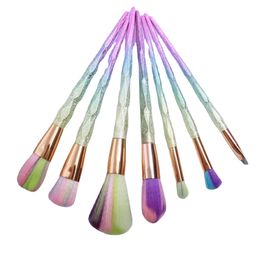 Fashion 7Pack Makeup Brushes Soft Fibre Crystal Pattern Holder Cosmetic Powder Brush Eye Shadow Brush