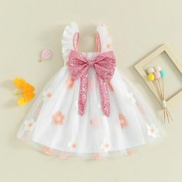 Girl Dresses Princess Mesh Floral Baby Girls Dress Flower Embroidery Sequins Bowknot Sleeve Layered Tulle Kids For Infant