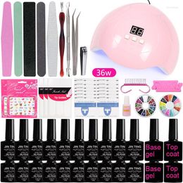 Nail Art Kits A3 Acrylic Set With UV LED Lamp Gel Varnish 12/24pcs Polish Kit Manicure Electirc Drill Tools