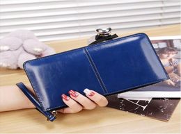 New Women Wallets Long Candy Oil Leather Wallet Day Clutch New Fashion Womens Purse Female Purse Clutch Card Holder9504026