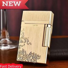 New Derui High-end Open Flame Sand Wheel Ignition Butane Iatable Lighter Crisp Flame Sound Creative Men's Gift