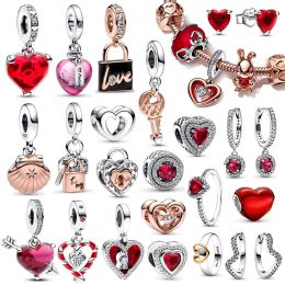 925 Sterling Silver fit women charms Bracelet beads charm Padlock and Love Key Charm