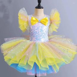 Stage Wear Children Ballerina Dress Kids Sequined Swan Lake Dance Tutu Girls Jazz Outfits Kindergarten Ballet