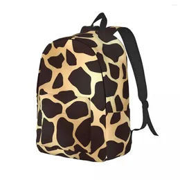 Backpack Giraffe Animal Print Gold Brown Pretty Backpacks Women Men Hiking Large School Bags Designer Rucksack