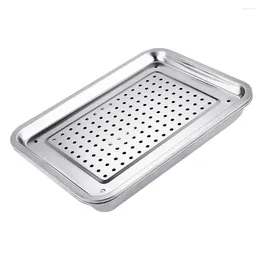 Teaware Sets Stainless Steel Chinese Kungfu Tea Tray Household Plate Japanese Style Hollow Holder For Home Teahouse (40x30cm)