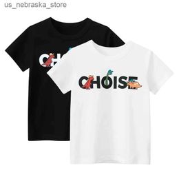 T-shirts Childrens Short Sleeved T-shirt Kids Clothes 2024 Summer Boys Bottom Shirt Letter Print O-Neck Cotton Tops Tees Dropshipping Q240418