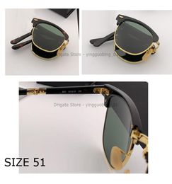whole top quality plank acetate Frame Folding sunglass Compact Pocket club Sunglasses 51mm uv400 glass lens gafas for men wome8947706