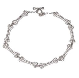 Achsection Bone Halskette voller Diamanten blinkender Diamanten Fivesection Knochen Saturn Halskette Europäische und amerikanische Punk92222111