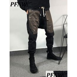 Men'S Pants Mens Pfnw Sequin Work Harem Hip-Hop Style Street Clothing Elastic Waist Casual Loose Harajuku 12A1593 Drop Delivery Appar Dhpt7