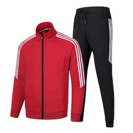 Autumn men's leisure sports set male student trend three-bar hoodie two-piece spring and autumn fitness running set