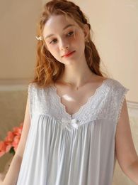 Women's Sleepwear Women Summer Lace V-Neck Sleeveless Fairy Princess Victorian Nightgown Vintage Sweet Girl French Pajamas Nightdress