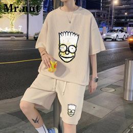 Men's Tracksuits Mr.Nut T-Shirt Men Sets Cartoon Pattern Fashion Sport T Shirt Suit Women Summer Loose Versatile Streetwear Youth Hip Hop