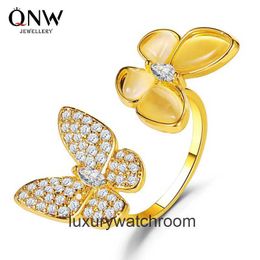 High End jewelry rings for vancleff womens white Fritillaria butterfly ring fashion adjustable opening ring finger ring Original 1:1