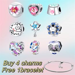 Fashionable designer charm bracelet butterfly thread safety bead fixed clip string decoration suitable for Pandoras women's bracelet jewelry gift box wholesale