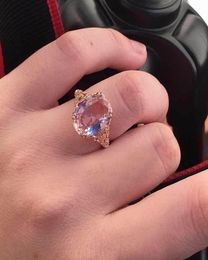 Wedding Rings BUY Rose Gold Colour Big Crystal CZ Stone Ring For Women Unique Design Female Engagement Jewellery Gift Dropship6742002