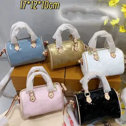 Designer Totes For Women 17cm Mini Pillow Handbag Patent Leather Cross body Shoulder Handbag Women Bag Large Capacity White Pink Blue Gold Black 5 Color With Box