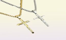 Stainless Steel Hip Hop Jewlery Jesus Pendant Necklace Men Women Street Dance Rock Rapper Boys Accessories Gold Steel 334 N21588996