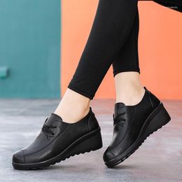 Casual Shoes Fashion Woman Height Increasing Leather High Heels Ladies Soft Sneakers Breathable Women Loafers Plus Size 41