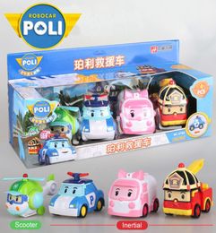 4pcs Original boy poli Robocar Korea Poli Inertial Car Kids Toys Transformation Anime Action Figure Toys For Children Playmobil 101490134