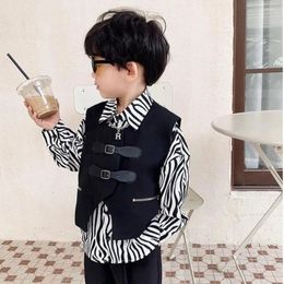 Clothing Sets Boys Set Vest Button Shirt Pants 3-piece Suits Handsome Children's Spring Autumn Korean Edition Fashion Long Sleeved