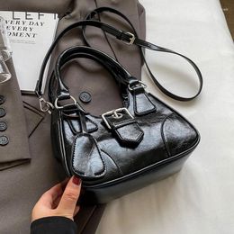 Drawstring Belt Design Small PU Leather Shoulder Bag For Women 2024 Y2K Korean Fashion Handbags And Purses Female Crossbody Bags