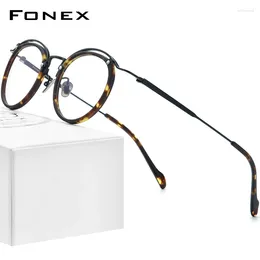 Sunglasses Frames FONEX Acetate Titanium Glasses Women Vintage Round Optical Eyeglasses Men Myopia Spectacles Eyewear BYY0036