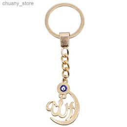 Keychains Lanyards Classic Enamel Evil Eye Arab Muslim Islamic God Allah Symbol Keychain High-grade Alloy Keychain Religious Gift Wholesale Y240417