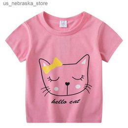 T-shirts Baby Boys and Girls Summer T-shirt Childrens Cartoon Animal Top T-shirt Size 3 4 5 6 Year Old Childrens Cotton Clothing Q240418