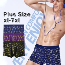 Underpants Large Size 7XL Big Men's Brief Modal Print Cool Thin Mid Waist Bamboo Fiber Young Men Excellent Elasticity