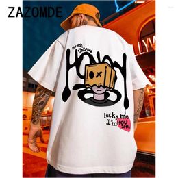 Men's T Shirts ZAZOMDE Paper Bag Man Print Tshirt Women Men Cotton Summer High Quanlity Harajuku O-neck Tops Unisex Oversized Streetwear