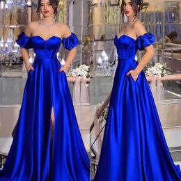 Strapless Evening Dress Long A Line Satin Formal Party Prom Gown with Slit