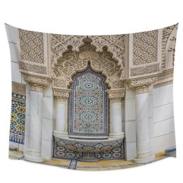 Islam Building Morocco Printed Large Tapestry Hippie Wall Hanging Boho Tapestries Room Art Decor Aesthetic Mats Sheet Blanket 240403
