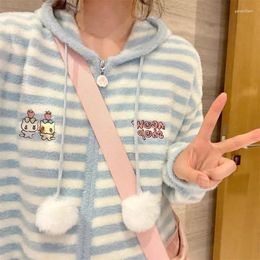 Women's Knits Harajuku Sweet Blue Striped Sweaters Coat Y2k Grunge Long Sleeve Zipper Knitted Cardigan Spring Autumn Hoodie Tops Women