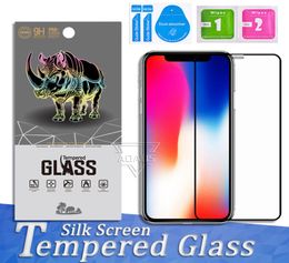 Screen Protector Film Silk Screen Tempered Glass for iPhone14 Pro Max 13 mini 12 11 XS with Box2652843