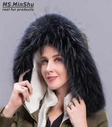 Black Raccoon Fur Collar Real Fur Collar for Down coat Hood Hood Scarf Natural Fox Scarf Collar Down Coat Hood Trimming Custom Mad7966173