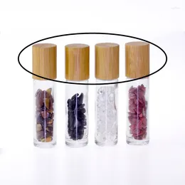 Storage Bottles Bamboo Lid For 10ml Glass Roll On Bottle Essential Oils Perfume Refillable Makeup Cosmetic 1/3 Oz