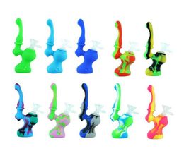 48 Inch Silicone Smoke Pipes Sherlock Shape Portable Folding Water Hookah Pipe Bong With Cap Bowl Herb Cigarette Holder3709930