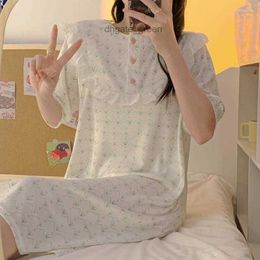 Womens Sleepwear Sweet Baby Collar Nightdress Summer Short Sleeved Pyjamas Female Lace Can Be Worn Outside Home Clothes