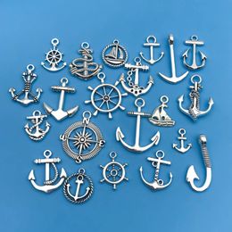 Mix 20pcsPack Zinc Alloy Antique Silvery Ship Anchor Shaped Charms Pendants for DIY Necklace Bracelet Earrings Jewelry Handmade 240408