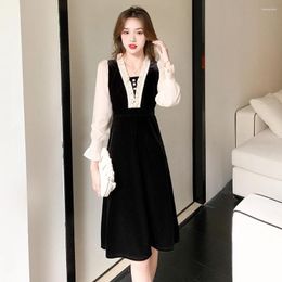 Casual Dresses Ies Japanese Streetwearmaxi Es For Women Rsvppap Officials Store Autumn Velvet Splicing Temperament Restoring Ancient Ways